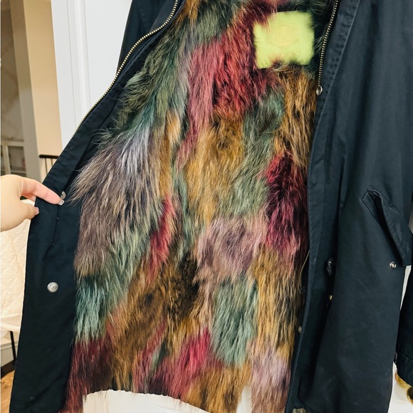 Colorful real fur parka, Size Medium - Picture 1 of 9